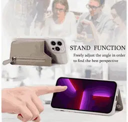 Luxury Silicone Wallet Case with Zipper Pocket & Card Holder for iPhone
