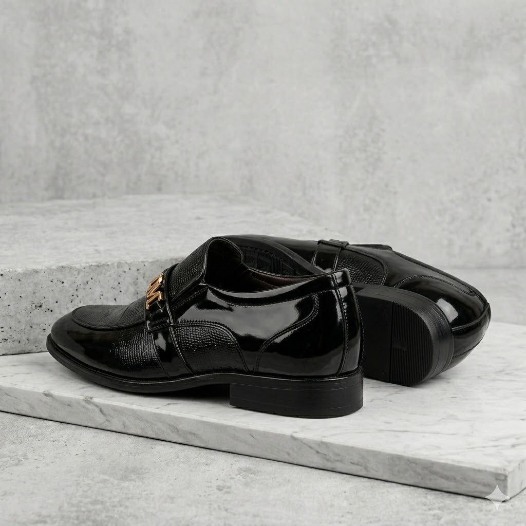 Elegant Men’s Black Slip-On Formal Shoes – Sleek & Comfortable