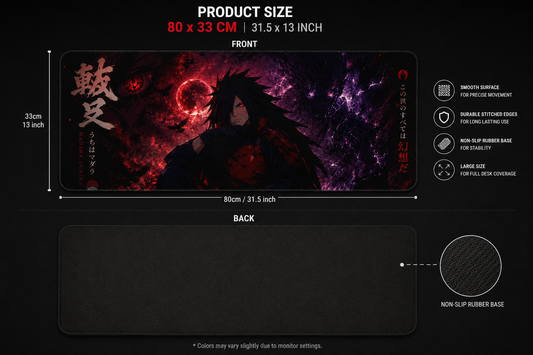 Madara Uchiha Desk Mat Premium Stitched-Edge Gaming Mouse Pad β Anti-Slip Base (3mm Thickness)