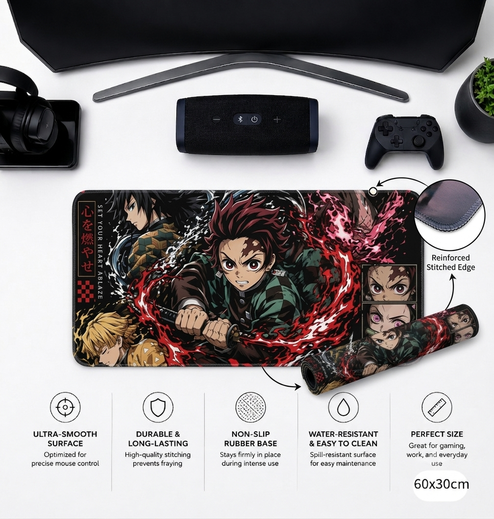 Demon Slayer Gaming Pad – High-Precision Non-Slip Surface (3mm Thickness)