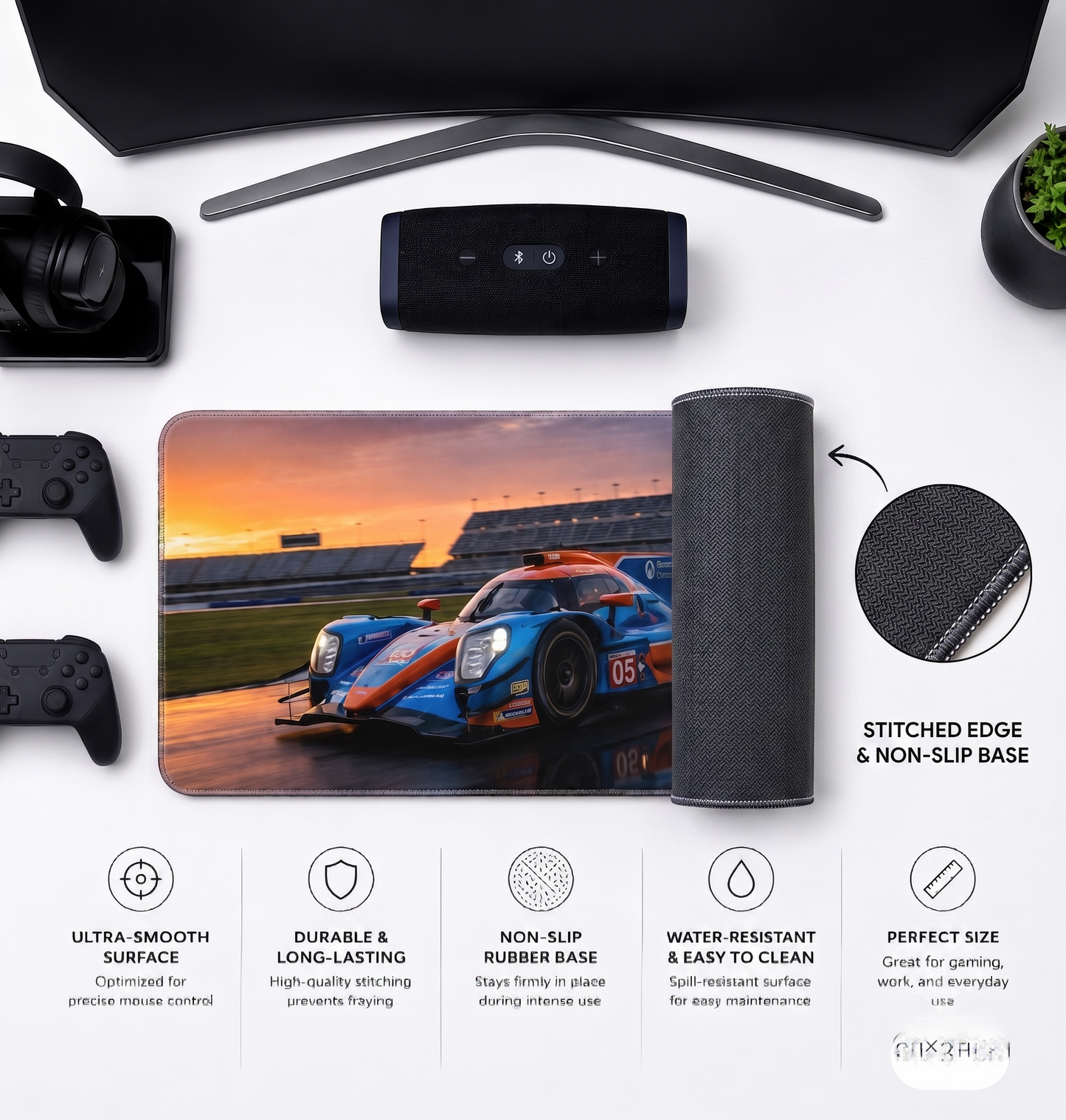 Gaming Pad – Non-Slip, Stitched Edge Mouse Mat for Precision Control