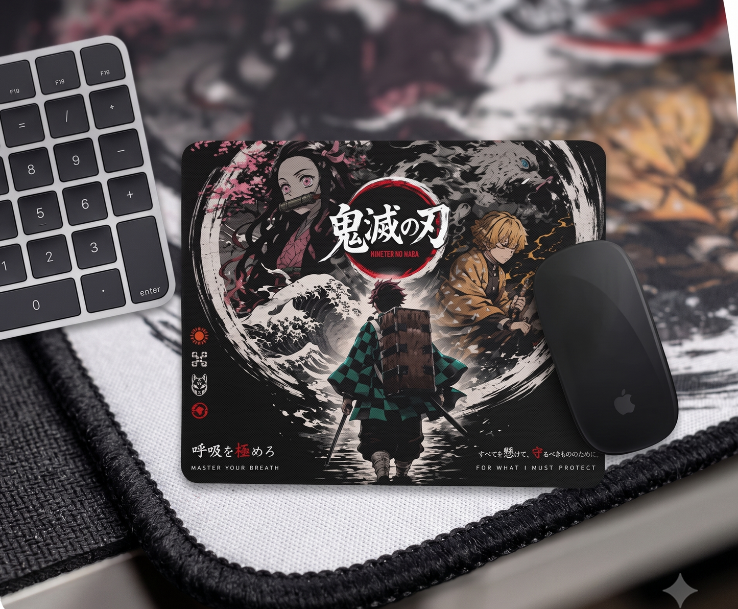 Demon Slayer Premium Square Gaming Mouse Pad – 3mm Non-Slip Rubber Base