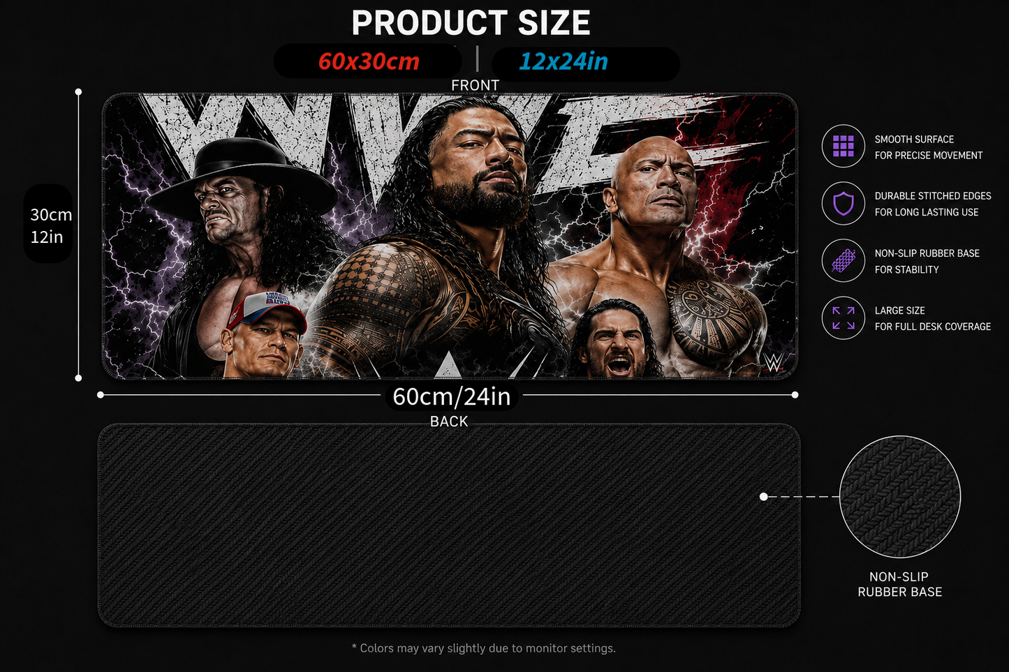Roman Reigns Premium Anti-Slip Gaming Desk Mat – 3mm Thick, Stitched Edges