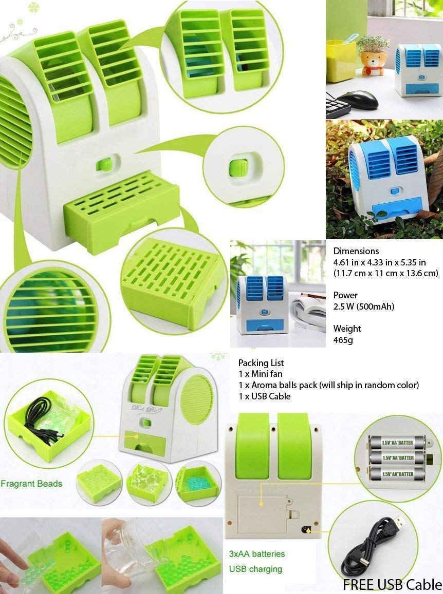 2-in-1 Portable Mini Air Cooler & Desktop Fan (USB/Battery Powered)