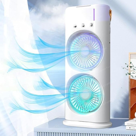 2-in-1 Portable Double-Ended Mist Fan | USB Rechargeable Desktop Cooling Fan with Humidifier