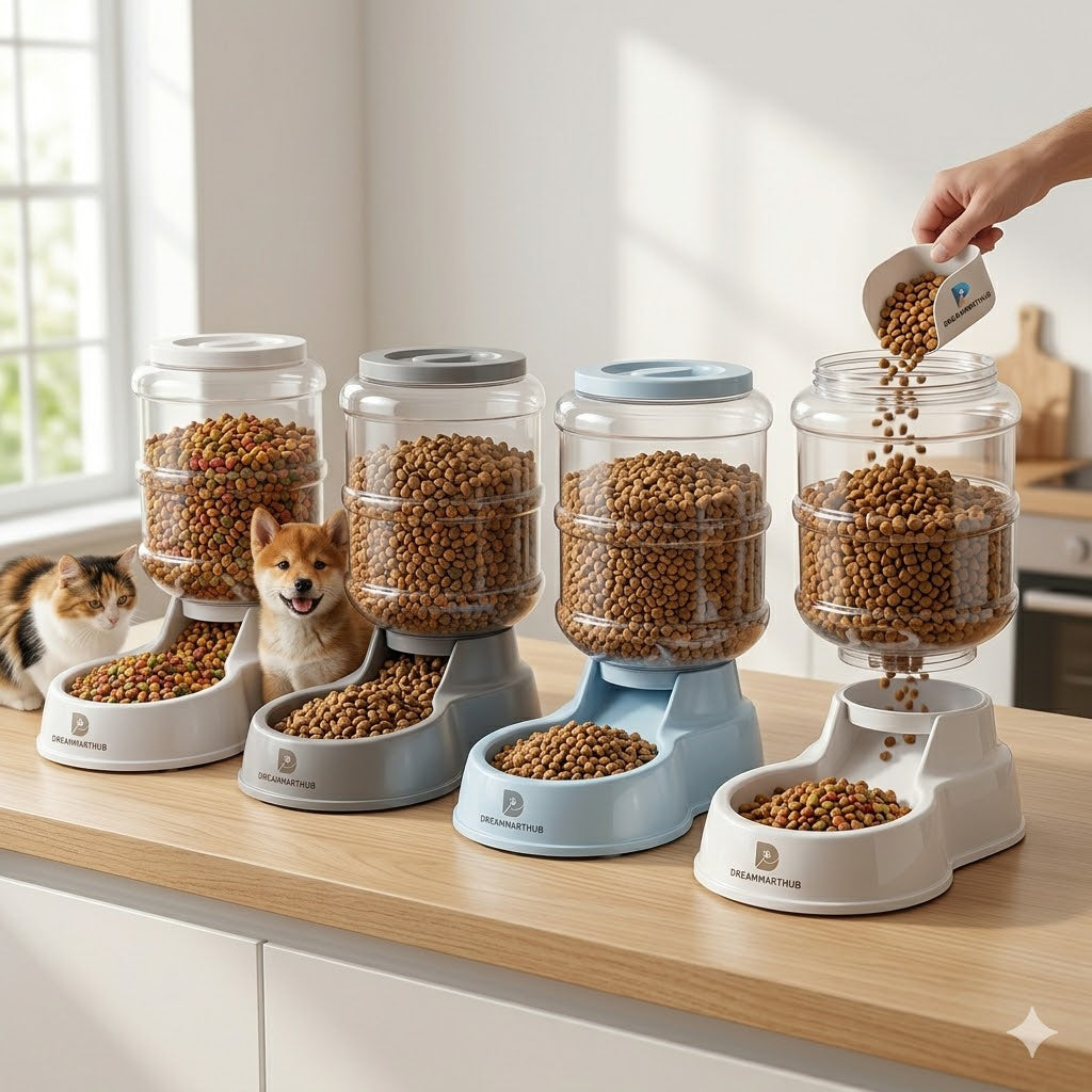 Plastic Pet Food Dispenser 3.8L Large Capacity Self-Dispensing Gravity Pet Feeder Cat Dog Feeding Bowl Automatic Feeding Pet Supplies Cat Food Dispenser
