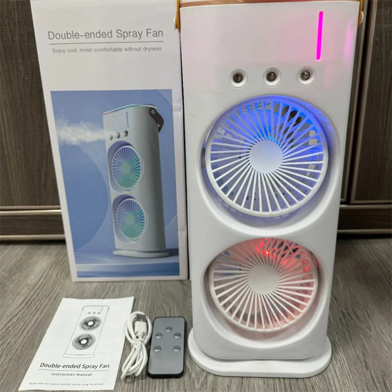 2-in-1 Portable Double-Ended Mist Fan | USB Rechargeable Desktop Cooling Fan with Humidifier