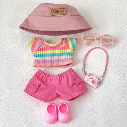Labubu First- Second- And Third-Generation Baby Clothes Fisherman Hat Rainbow Set