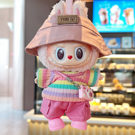 Labubu First- Second- And Third-Generation Baby Clothes Fisherman Hat Rainbow Set