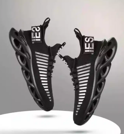 Stylish Men's High-Top Sports Sneakers - Black, Lightweight & Breathable