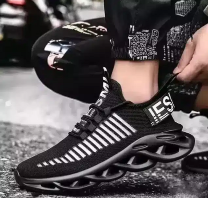 Stylish Men's High-Top Sports Sneakers - Black, Lightweight & Breathable