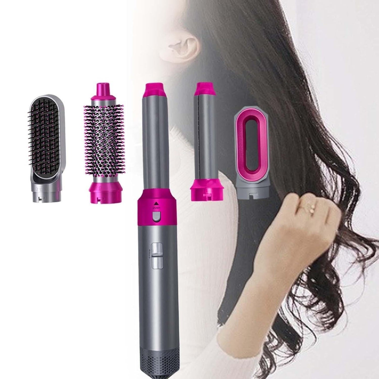 5-in-1 Multi-Functional Hair Styling Tool | Detachable Hot Air Brush & Dryer Combo | 50% Less Hair Breakage, 3 Settings | All in One Multi Styler BN24