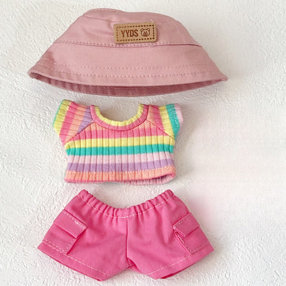 Labubu First- Second- And Third-Generation Baby Clothes Fisherman Hat Rainbow Set
