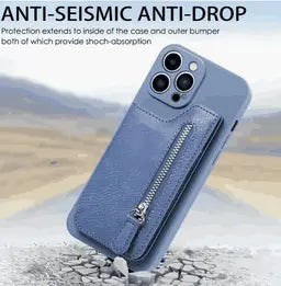 Luxury Silicone Wallet Case with Zipper Pocket & Card Holder for iPhone