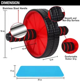 CorePro Elite Ab Roller – Professional Strength Training with Knee Mat-(Red & Black)