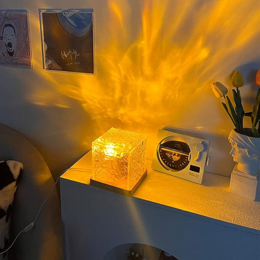 Aurora Glow Crystal Wave Lamp – Romantic Ambient Cube Light