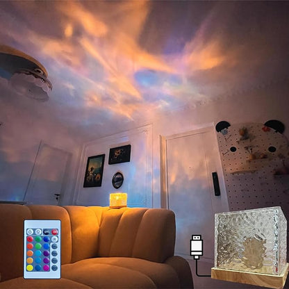 Aurora Glow Crystal Wave Lamp – Romantic Ambient Cube Light