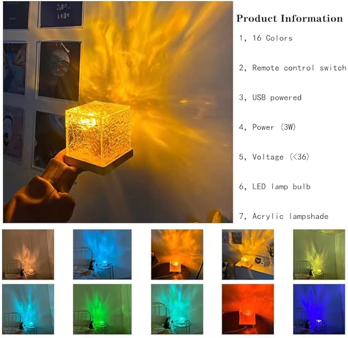 Aurora Glow Crystal Wave Lamp – Romantic Ambient Cube Light