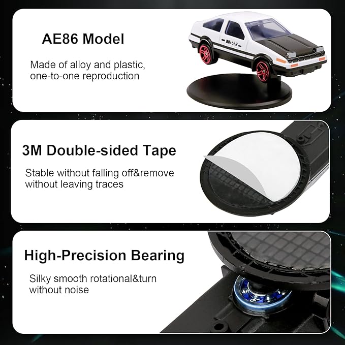 Mini Car Model Drifting AE86 Car Model with Self Adhesive Base,2.95inches Alloy AE86 Initial D Dashboard Decor Charm Desk Decor Room