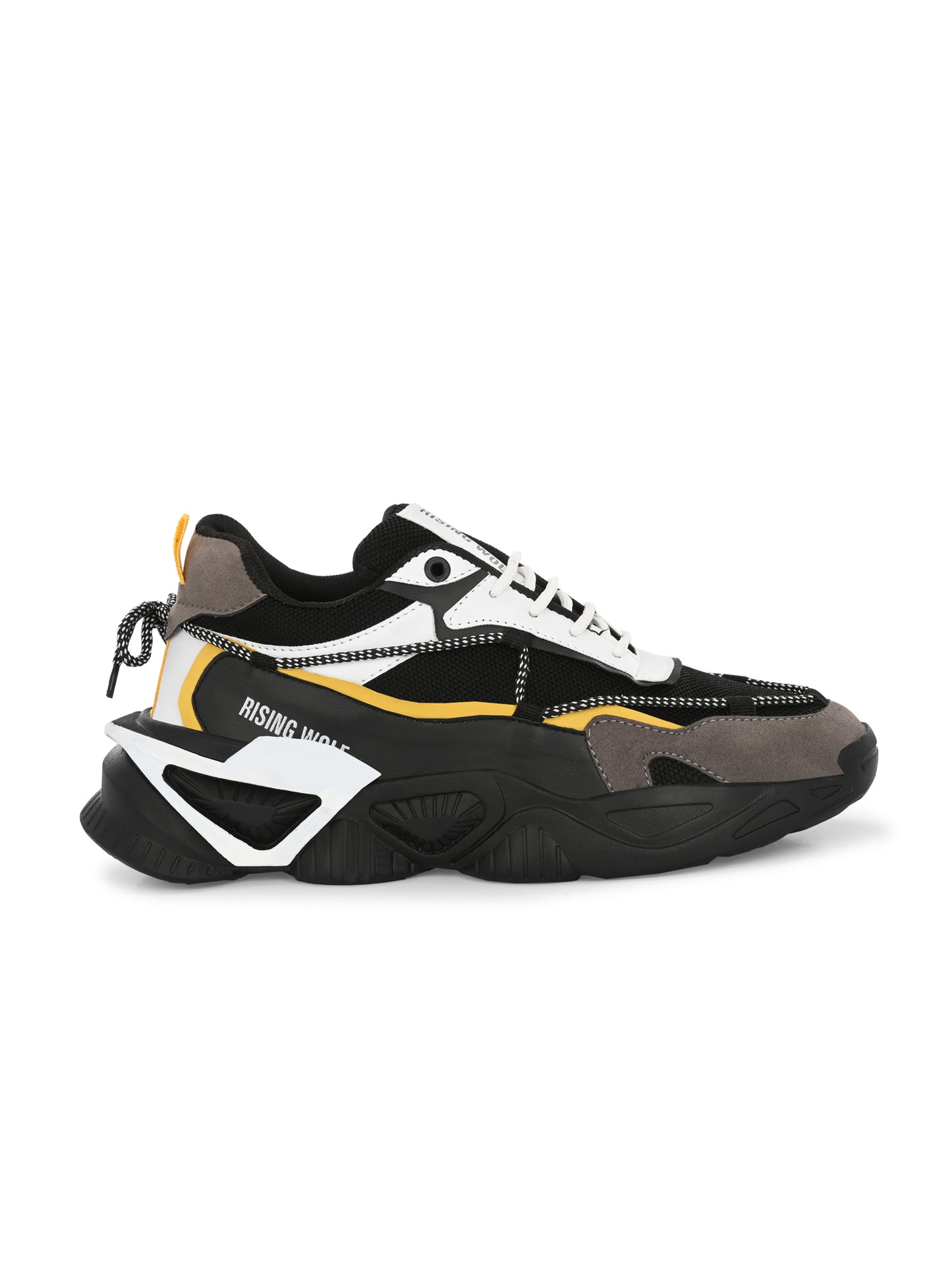 Men's Chunky Streetwear Sneakers - Black Flexible Leather