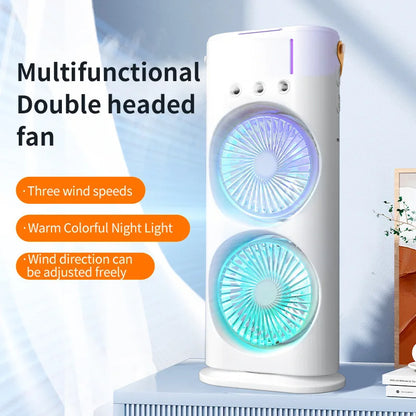 2-in-1 Portable Double-Ended Mist Fan | USB Rechargeable Desktop Cooling Fan with Humidifier