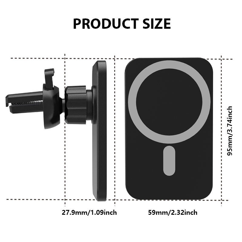 Magnetic Wireless Car Charger 15W & Fast Charging Smartphones Mount