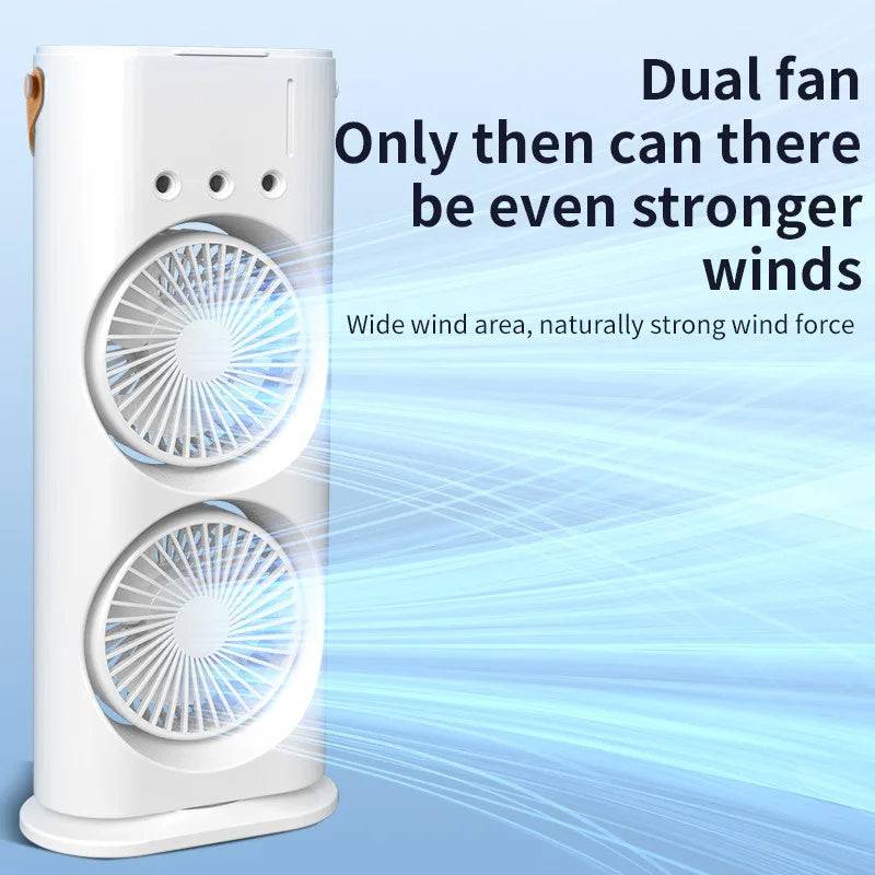 2-in-1 Portable Double-Ended Mist Fan | USB Rechargeable Desktop Cooling Fan with Humidifier