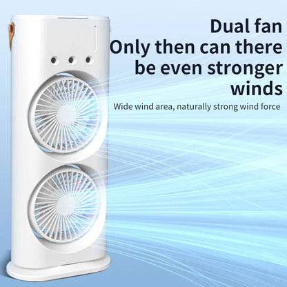 2-in-1 Portable Double-Ended Mist Fan | USB Rechargeable Desktop Cooling Fan with Humidifier