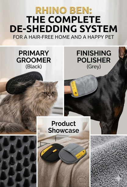 Pet Hair Removal Glove for Dogs & Cats (Fur Remover Mitt) | Washable & Reusable Electrostatic Hair Catcher for Clothes, Car, Carpet, Bed & Furniture | Removes Loose Hair (23.5 x 17.5cm)