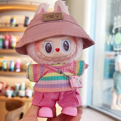 Labubu First- Second- And Third-Generation Baby Clothes Fisherman Hat Rainbow Set