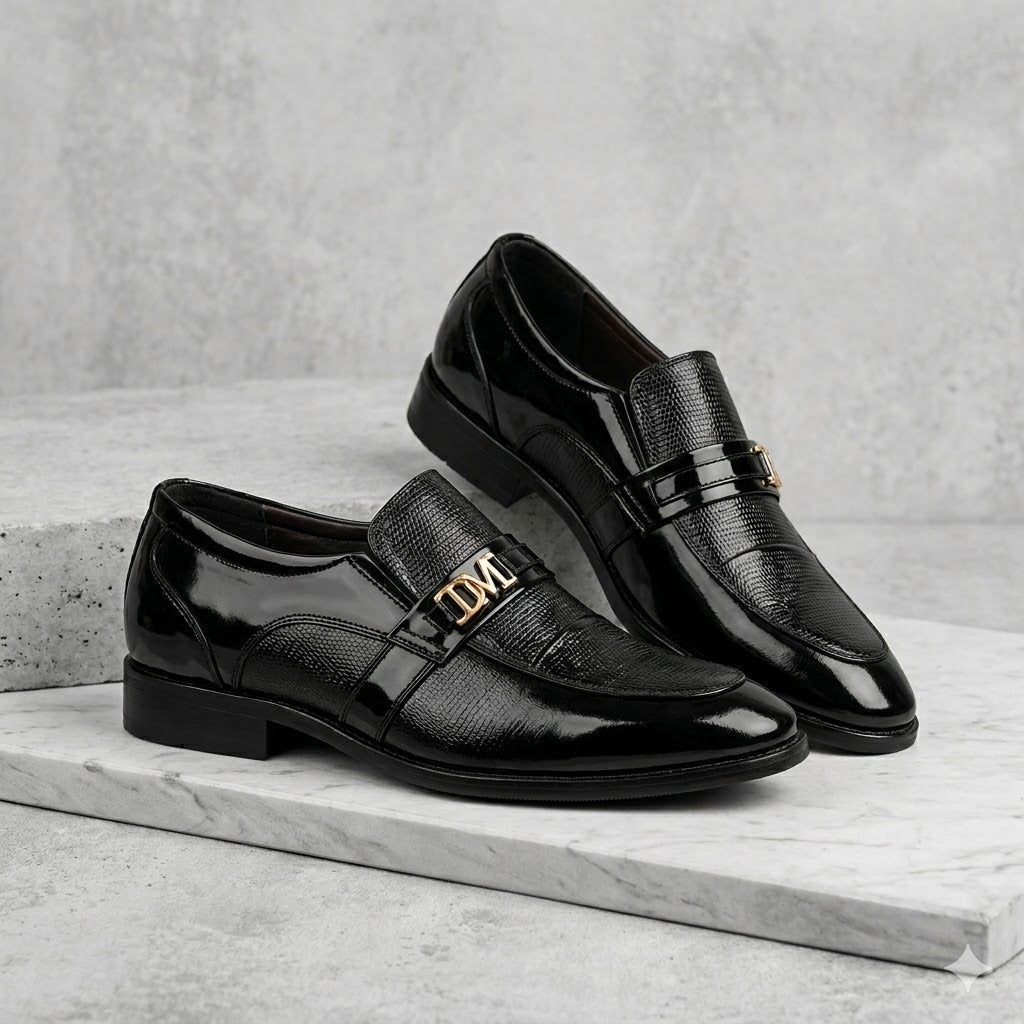 Elegant Men’s Black Slip-On Formal Shoes – Sleek & Comfortable