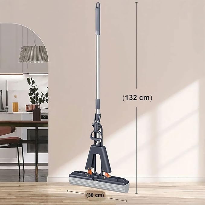 The Future new Self-Wringin Super Sponge Mop Biggest Size (380 mm) 38 cm Floor Cleaning Squeeze with PVA Sponge Head with Stainless Steel Handle Butterfly mop