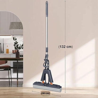 The Future new Self-Wringin Super Sponge Mop Biggest Size (380 mm) 38 cm Floor Cleaning Squeeze with PVA Sponge Head with Stainless Steel Handle Butterfly mop
