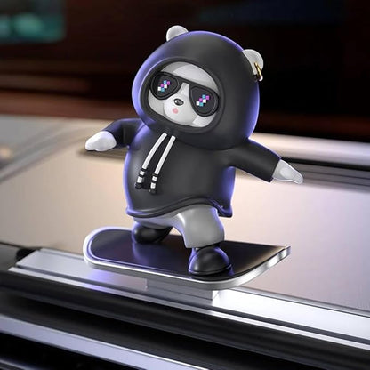 Skateboarding Panda Car Dashboard Toy –Auto Sliding Motion Decor, Cool Sliding Car Accessory, Fun Car Interior Decoration Accessories (Black)