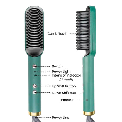 5-in-1 Professional Hair Straightener brush for Women & Men, Hair Styler, Straightener Machine Brush/PTC Heating Electric Straightener with 5 Temperature Control (Multi colour)