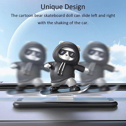 Skateboarding Panda Car Dashboard Toy –Auto Sliding Motion Decor, Cool Sliding Car Accessory, Fun Car Interior Decoration Accessories (Black)