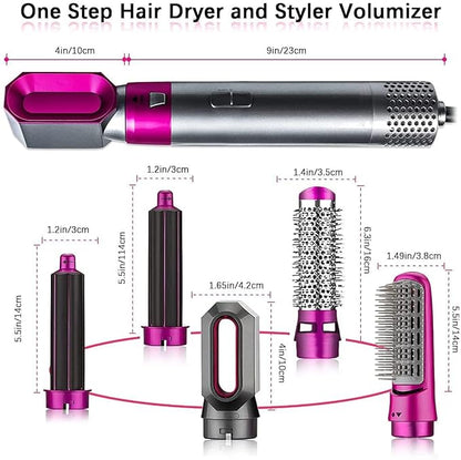5-in-1 Multi-Functional Hair Styling Tool | Detachable Hot Air Brush & Dryer Combo | 50% Less Hair Breakage, 3 Settings | All in One Multi Styler BN24