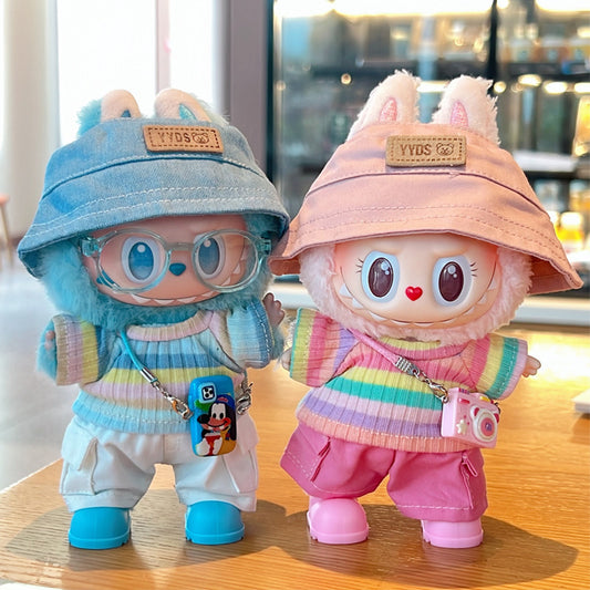 Labubu First- Second- And Third-Generation Baby Clothes Fisherman Hat Rainbow Set