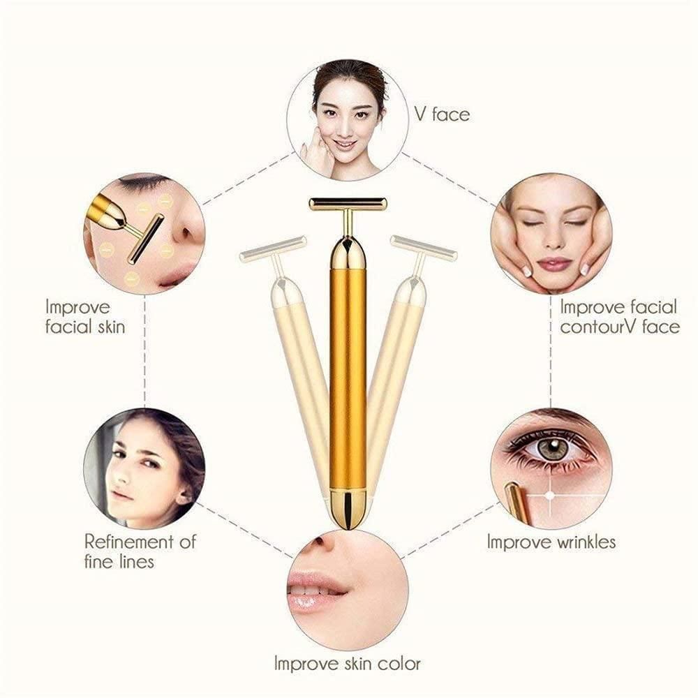 24K Gold Energy Beauty Bar | Sonic Vibrating Facial Massager & Face Lift Tool
