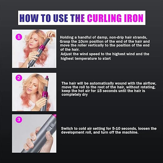 5-in-1 Multi-Functional Hair Styling Tool | Detachable Hot Air Brush & Dryer Combo | 50% Less Hair Breakage, 3 Settings | All in One Multi Styler BN24