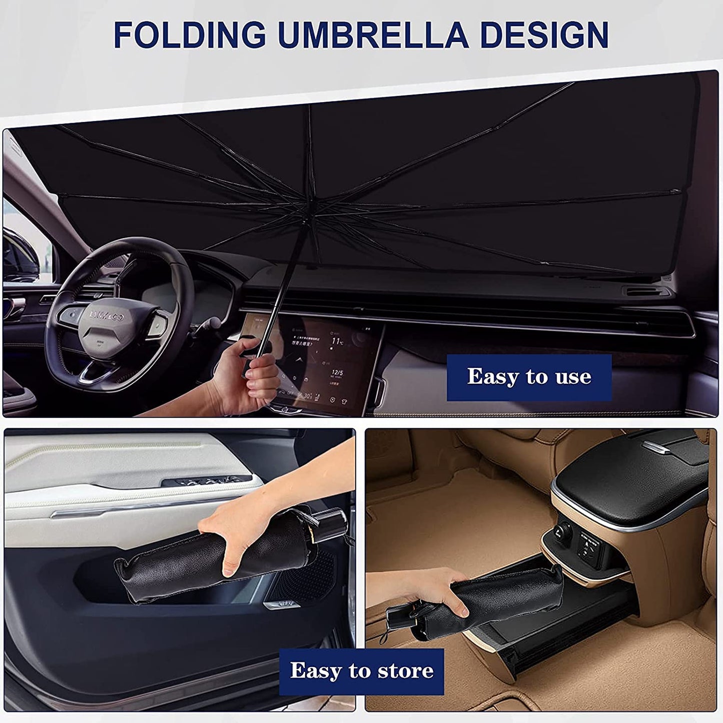 Premium Foldable Car Sun Umbrella – UV Protection & Heat Shield for Windshield