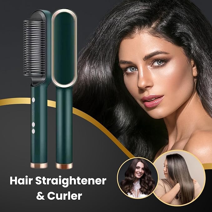 5-in-1 Professional Hair Straightener brush for Women & Men, Hair Styler, Straightener Machine Brush/PTC Heating Electric Straightener with 5 Temperature Control (Multi colour)