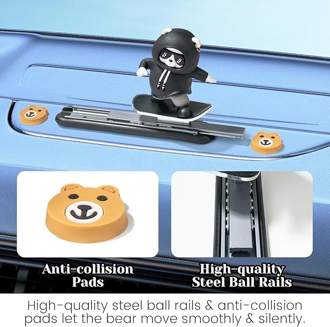 Skateboarding Panda Car Dashboard Toy –Auto Sliding Motion Decor, Cool Sliding Car Accessory, Fun Car Interior Decoration Accessories (Black)