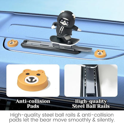 Skateboarding Panda Car Dashboard Toy –Auto Sliding Motion Decor, Cool Sliding Car Accessory, Fun Car Interior Decoration Accessories (Black)