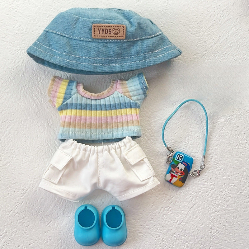 Labubu First- Second- And Third-Generation Baby Clothes Fisherman Hat Rainbow Set