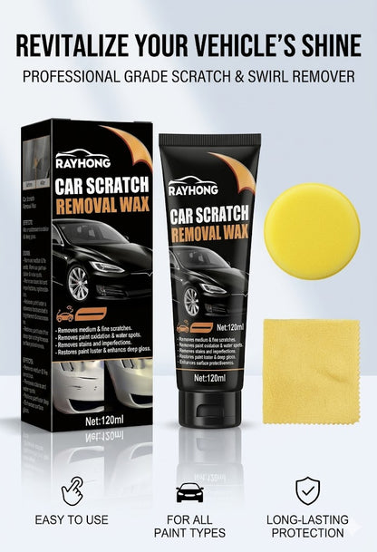Premium Car Scratch Removal Wax & Swirl Remover (Pack of 2) – High-Gloss Paint Restorer with Sponge