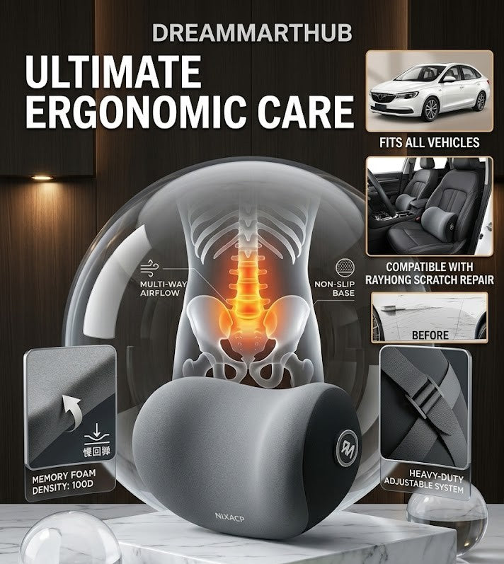 Premium Memory Foam Car Neck Pillow – Ergonomic Headrest Support Cushion for Driving Comfort