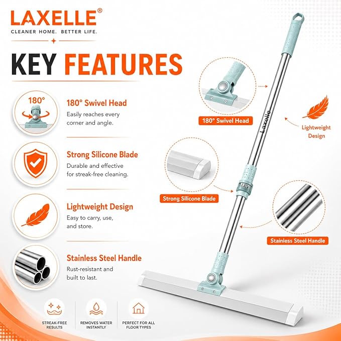 Elite 2-in-1 Silicone Floor Squeegee & Scrub Brush