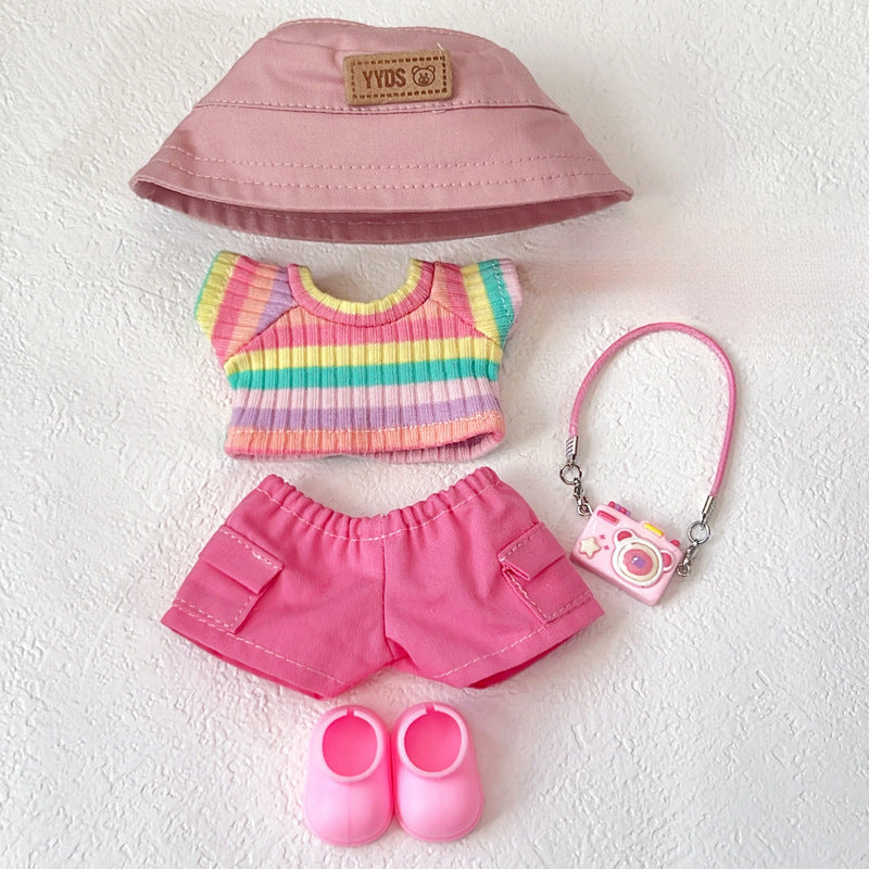 Labubu First- Second- And Third-Generation Baby Clothes Fisherman Hat Rainbow Set