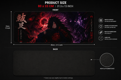 Madara Uchiha Desk Mat Premium Stitched-Edge Gaming Mouse Pad – Anti-Slip Base (3mm Thickness)